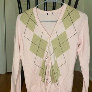 pink argyle sweater